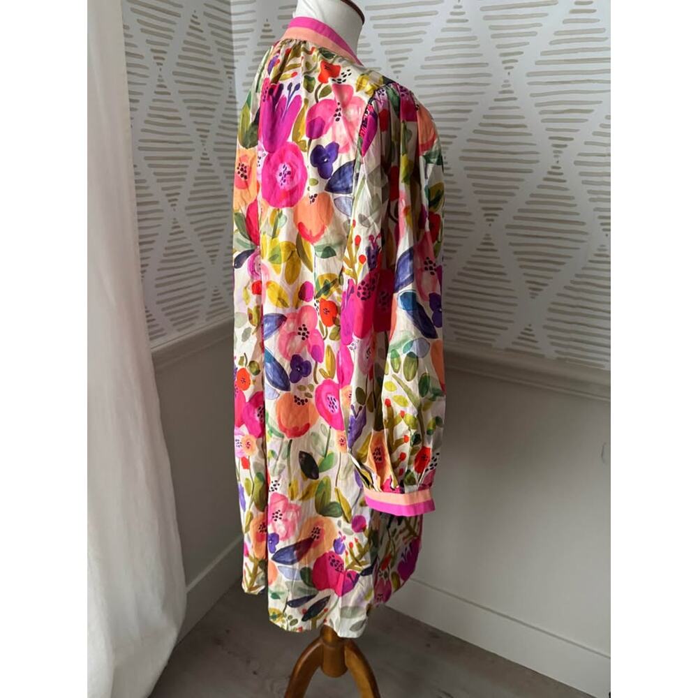 Floral Pink V-Neck Mini Dress - Picture 6 of 9
